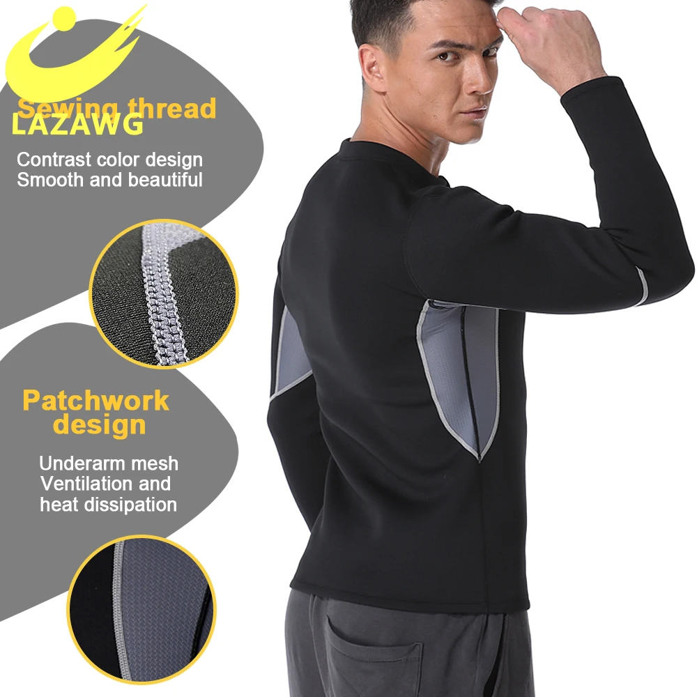 LAZAWG Men Sauna Sweat Suit Set Tops + Pant Body Shaper Shorts Slim Neoprene Shapewear Waist Trainer Vest Workout Shirt Fat Burn