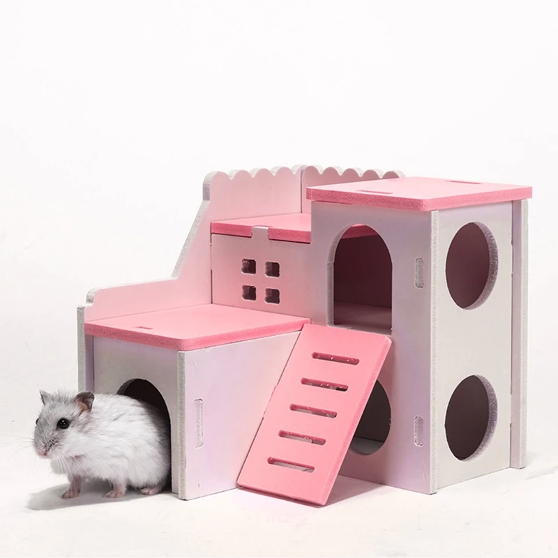 

Wood Hamster Rat Mouse Hideout House Hut Hamster Nest Wooden Toy Habitats Decor Chinchilla Nest DIY Hideout Hut