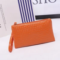 crocodile wallet for women coin purse new fashion small wrist bag high quality pu coin wallet zipper closure solid candy colors