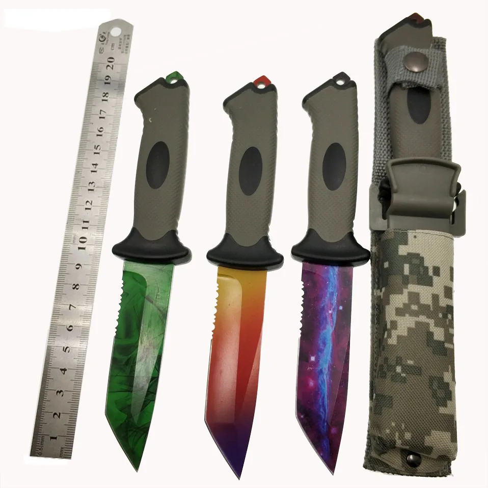 

Swayboo Real CS:GO Ursus Knife Fade Counter Straight Strike Fixed Blade Galaxy Tactical Hunting Survival Knives Sheath