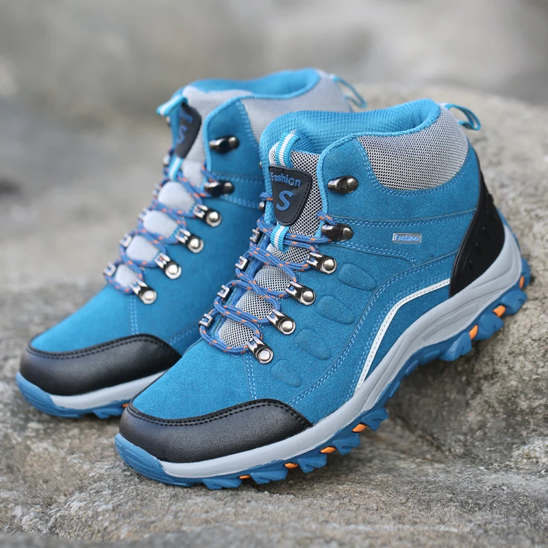 NEW Waterproof Hiking Boots Men Women Outdoor Trekking Sneakers High Top Winter Plush Casual Shoes Durable Couple Trail Shoes
