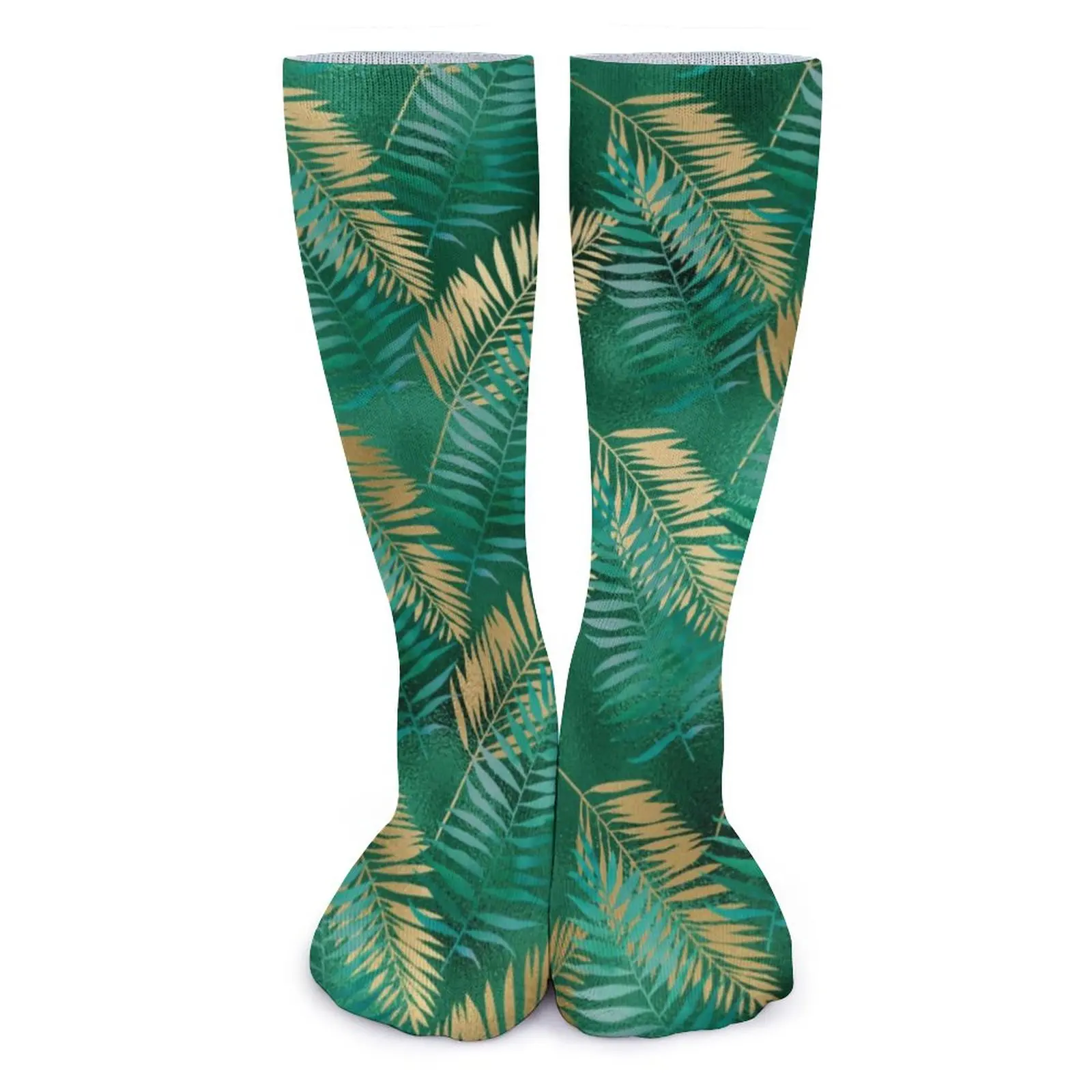 

Тропическая ладонь, женские яркие золотые носки в стиле джунглей, мягкие женские уличные противоскользящие носки с принтом, подарок