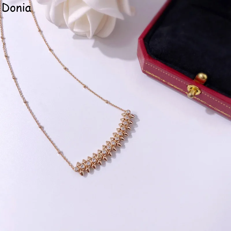 

Donia jewelry Fashion Conical Necklace Copper Micro-inlaid Zircon Square Rivet Pendant Personalized Hundred Matching Ornaments