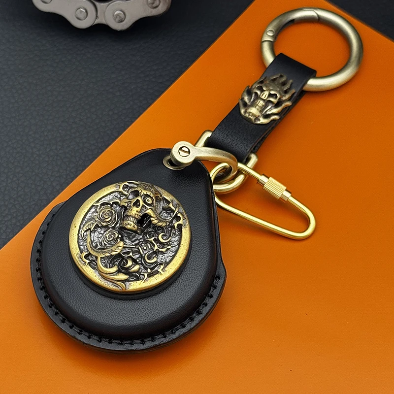 Смарт-ключ из натуральной кожи, чехол-брелок для Harley Davidson 883 X48 1200, брелки FatBoy, модификации из чистой латуни (art.: 3920cd647271e) - 3920cd647271e
