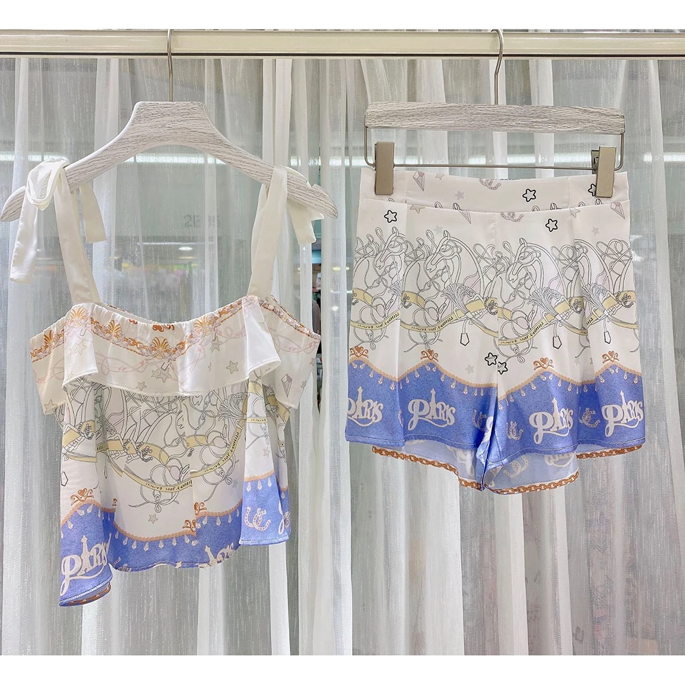 Летний женский пижамный комплект в европейском стиле Шелковый из вискозы на