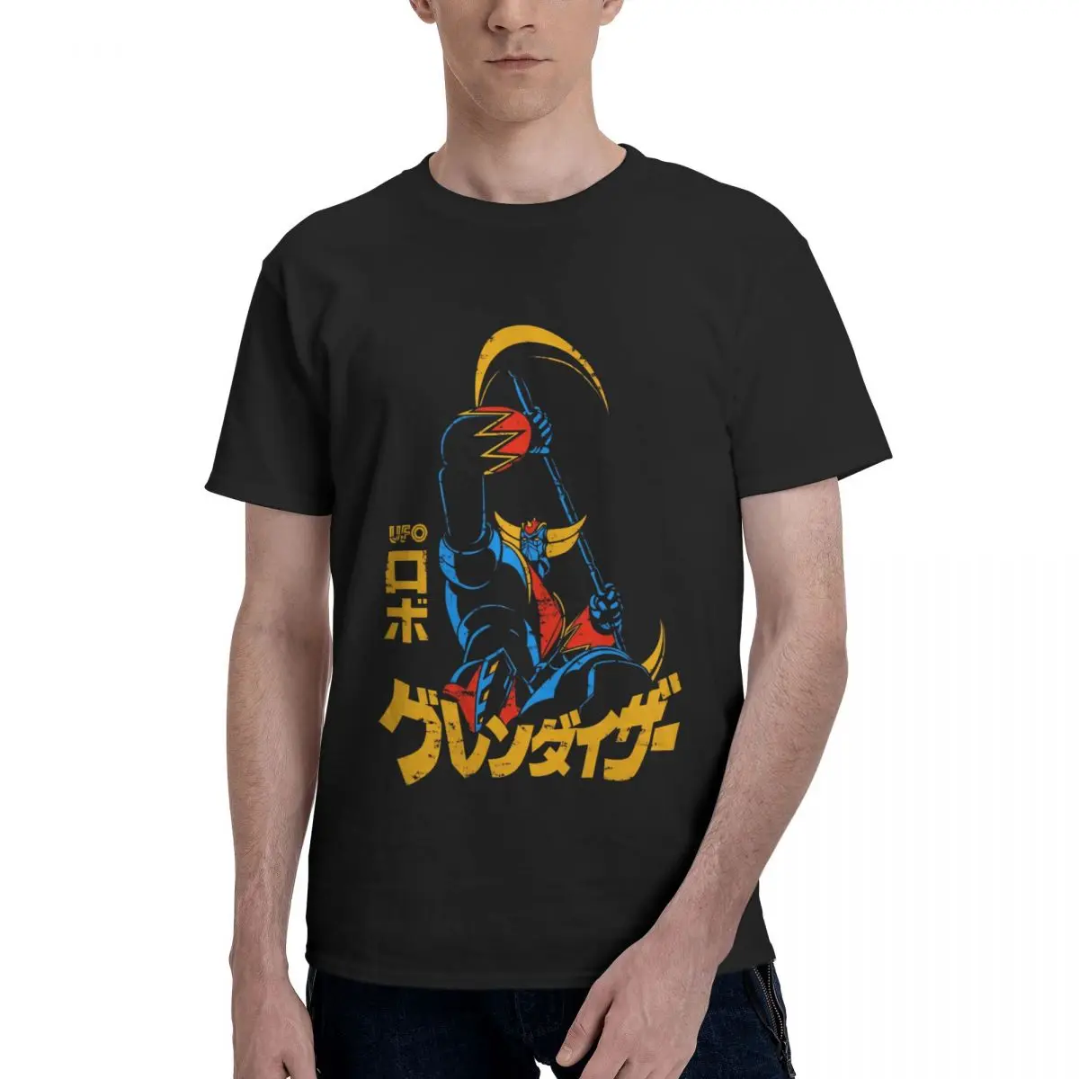

Anime 041 Goldrake Halberd Funny Men's Basic Short Sleeve T-Shirt men set R348 Vintage Tees Tops