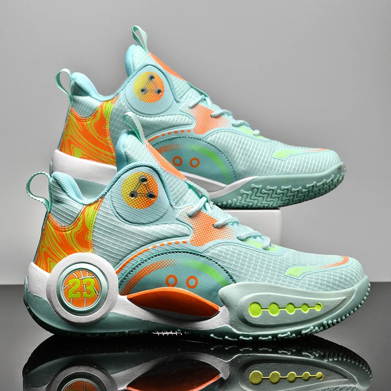 High Quality Men's Sneakers New Hot Selling Mesh Breathable Casual Shoes Professional Anti Slip Thick Soled Men Basketball