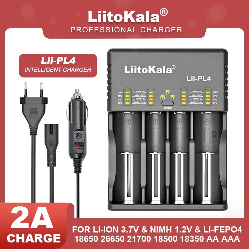 

Зарядное устройство Liitokala Lii-PL4 402 202 pd4 18650, 1,2 в, 3,7 в, 3,2 в, 3,85 В, aa/aaa, 26650, 16340, 25500, литиевая батарея, NIMH, умное зарядное устройство