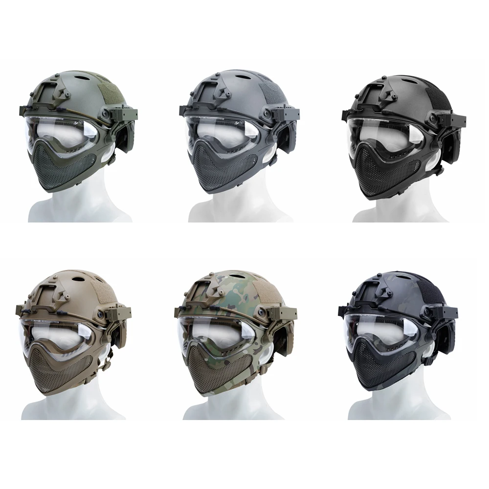 Tactical Equipment Paintball Helmet with Easy Detachable Mask Motorcycle Cycling Safety Helmet Protector Military Outdoor Gear