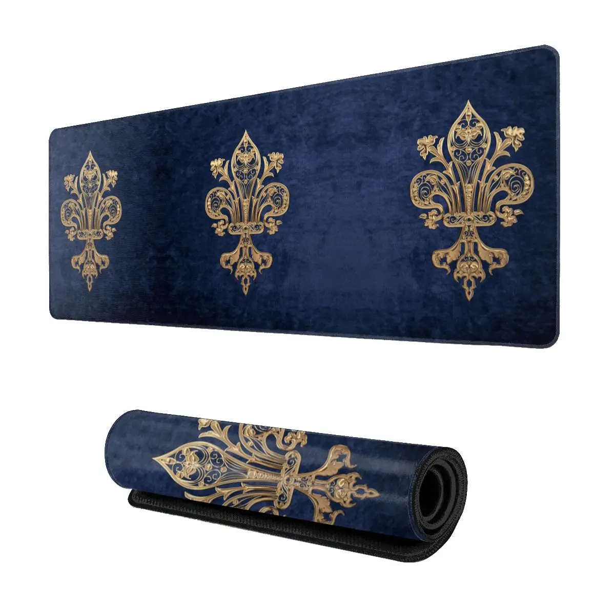 

Large Gold Filigree Fleur De Lis Mouse Pad Waterproof Gaming Mousepad Non Slip Rubber Fleur De Lys Lily Flower Office Desk Mat