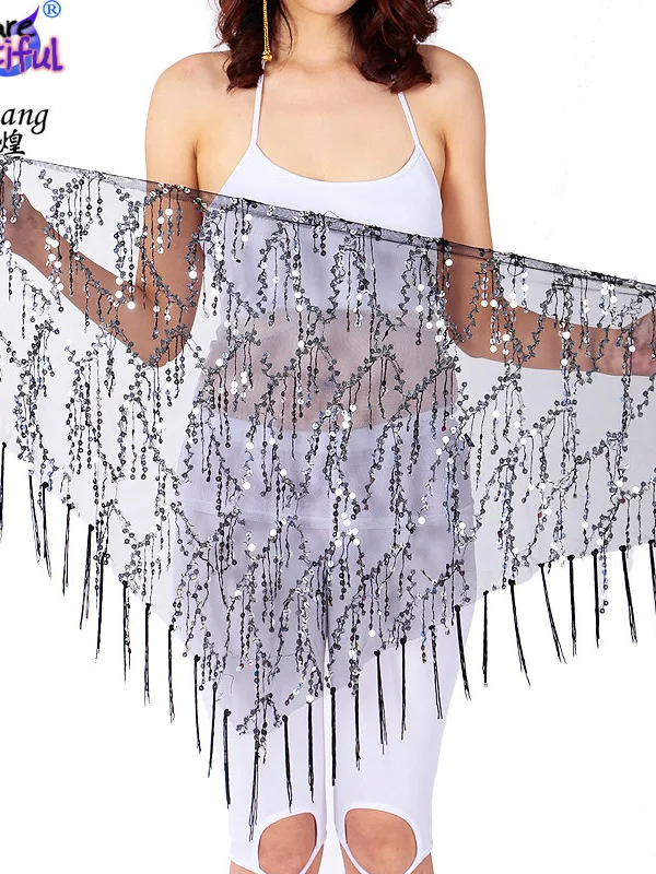 

Sequin triangle scarf waist chain Sequin Bohemian Lace Waist Chain belly dance Sequin tassel strap Hip Scarf