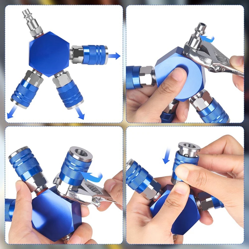 3-ходовой пневматический коллектор NPT 1/4 дюйма промышленные быстроразъемные