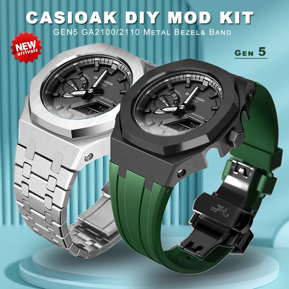 

Mod Kit GEN4 Gen5 GA2100 Metal Bezel for G shock Casioak Modification 4th Generation Rubber&Steel Watch Case Strap GA2100 2110