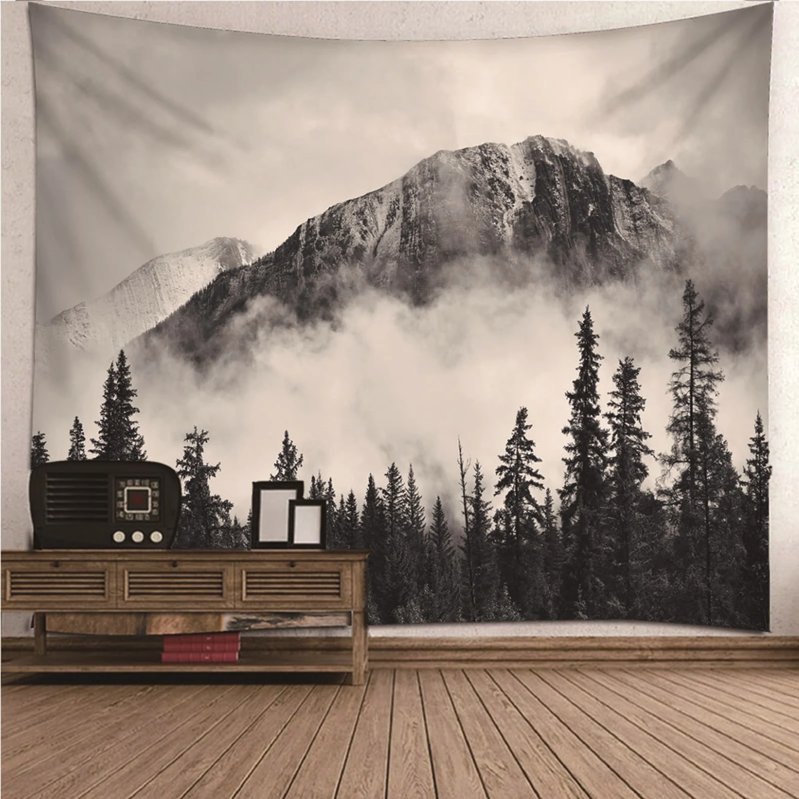 

Tapestries Large Tapestry Art Small natural scenery Mist In The Mountains Wall Hanging Blanket Dorm Art Decor Covering