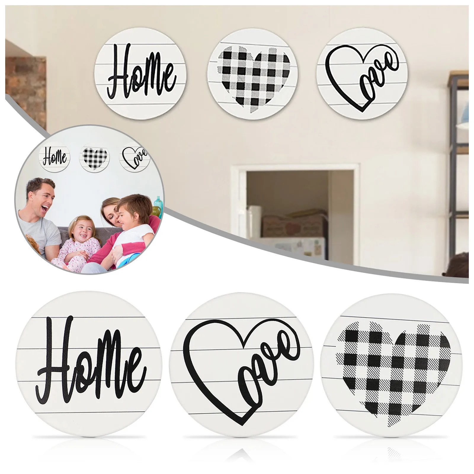 

Wooden Style Sign Round Wooden Wall Decoration Multi-color Bedroom