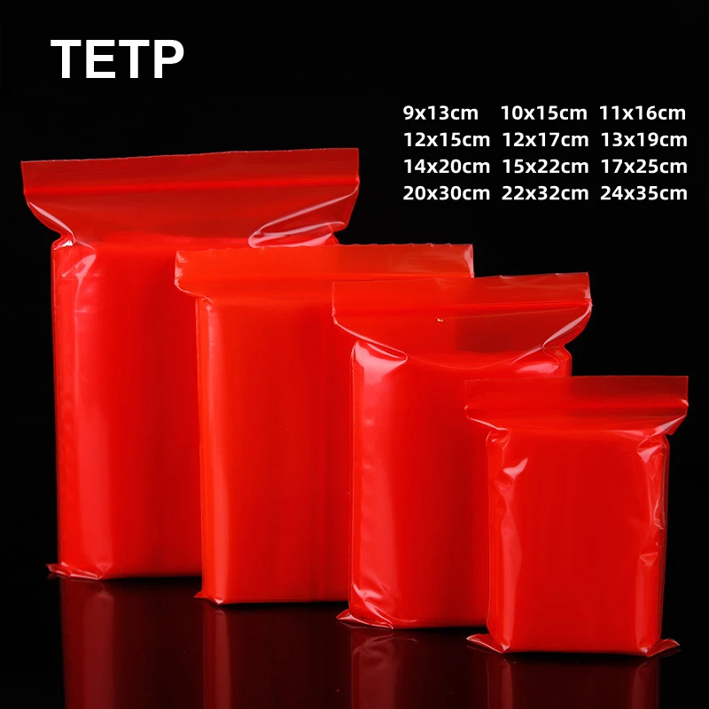 

TETP 100 шт. красные пластиковые пакеты с застежкой-молнией, домашние Розничные аксессуары, инструменты для хранения, герметичная упаковка, пов...