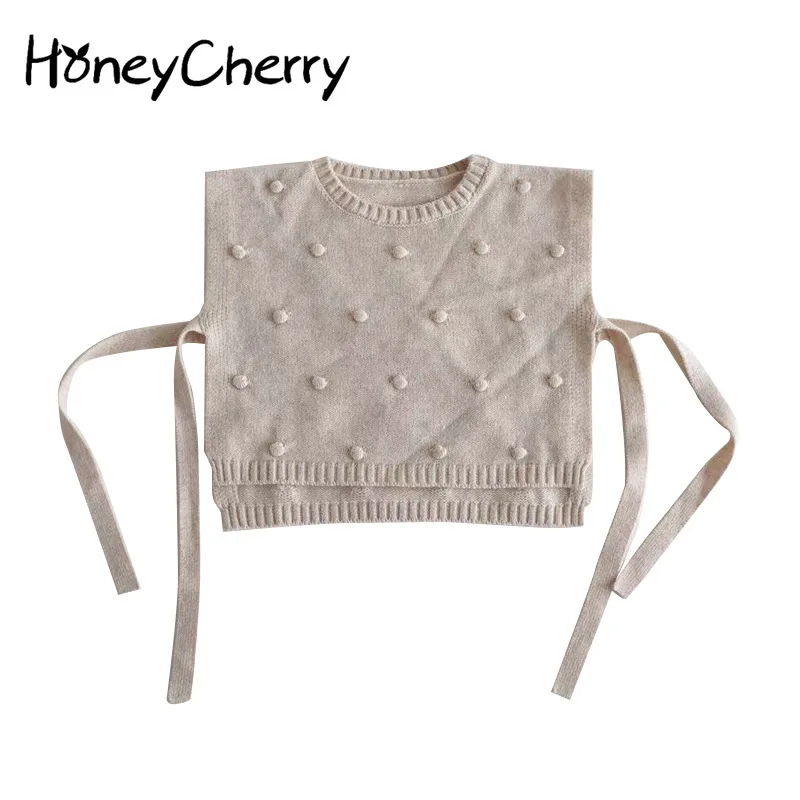 

HoneyCherry Girls Percent Wool Knitted Lace-up Top Clothes Sweater Vest