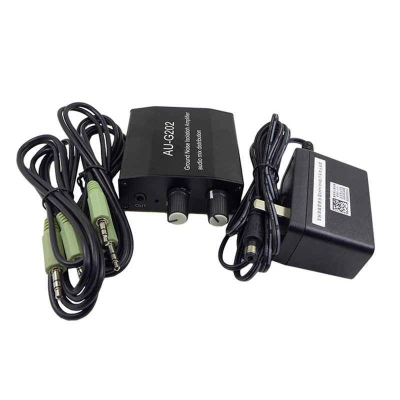 

AUG202 Audio Mixer Distributor DC5-18V Ground Noise Isolation Amplifier Aluminum Alloy US Plug