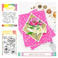 die cuts peony birthday flowers metal cutting dies and clear stamps scrapbooking album craft paper card decoration handmade