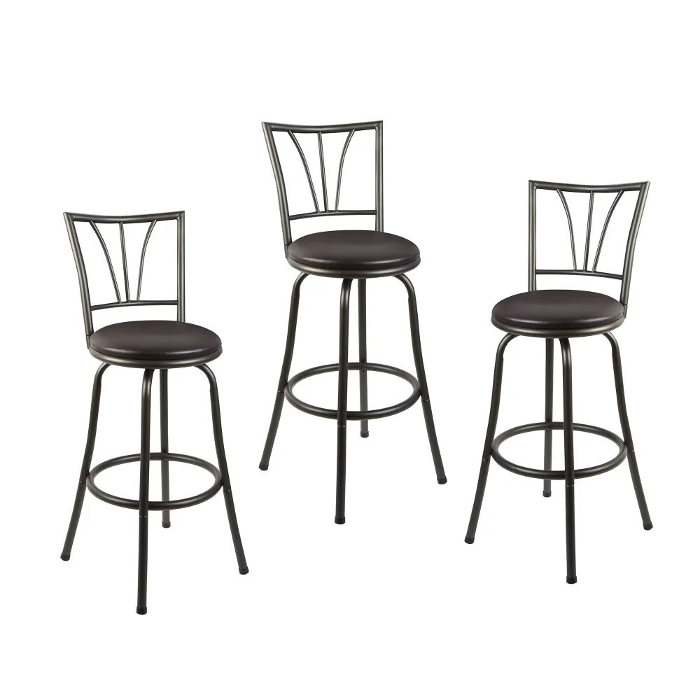 

Stetson Adjustable Height Swivel Metal Barstools, Set of 3, Black