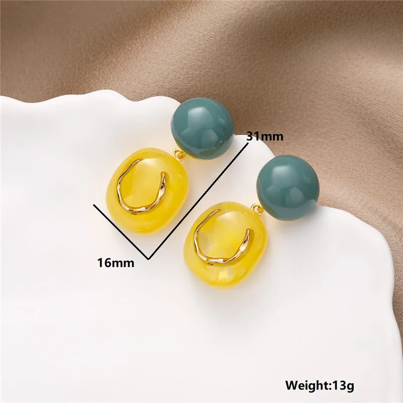 Корейские модные женские висячие серьги с желтыми кристаллами серьги-подвески