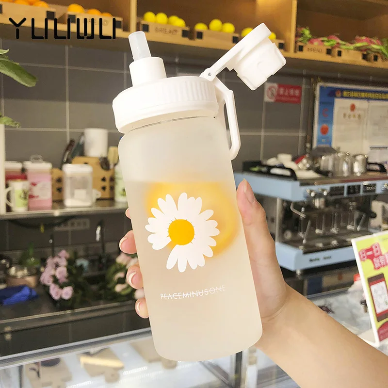 Новая бутылка для воды с соломинкой маленькая Маргаритка Спортивная пластиковая