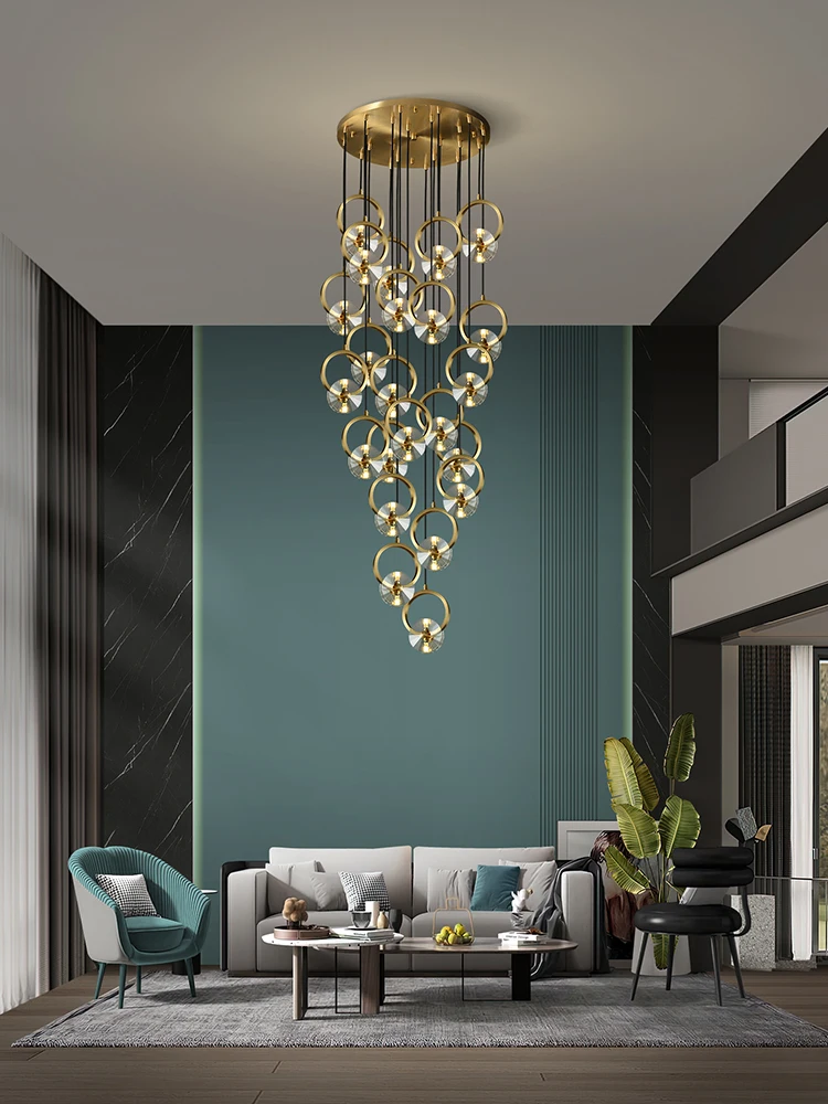 

Stylish Decor Custom Interior Hotel Villas Large Size Led Chandeliers Indoor Restaurant Gold Pendant Light
