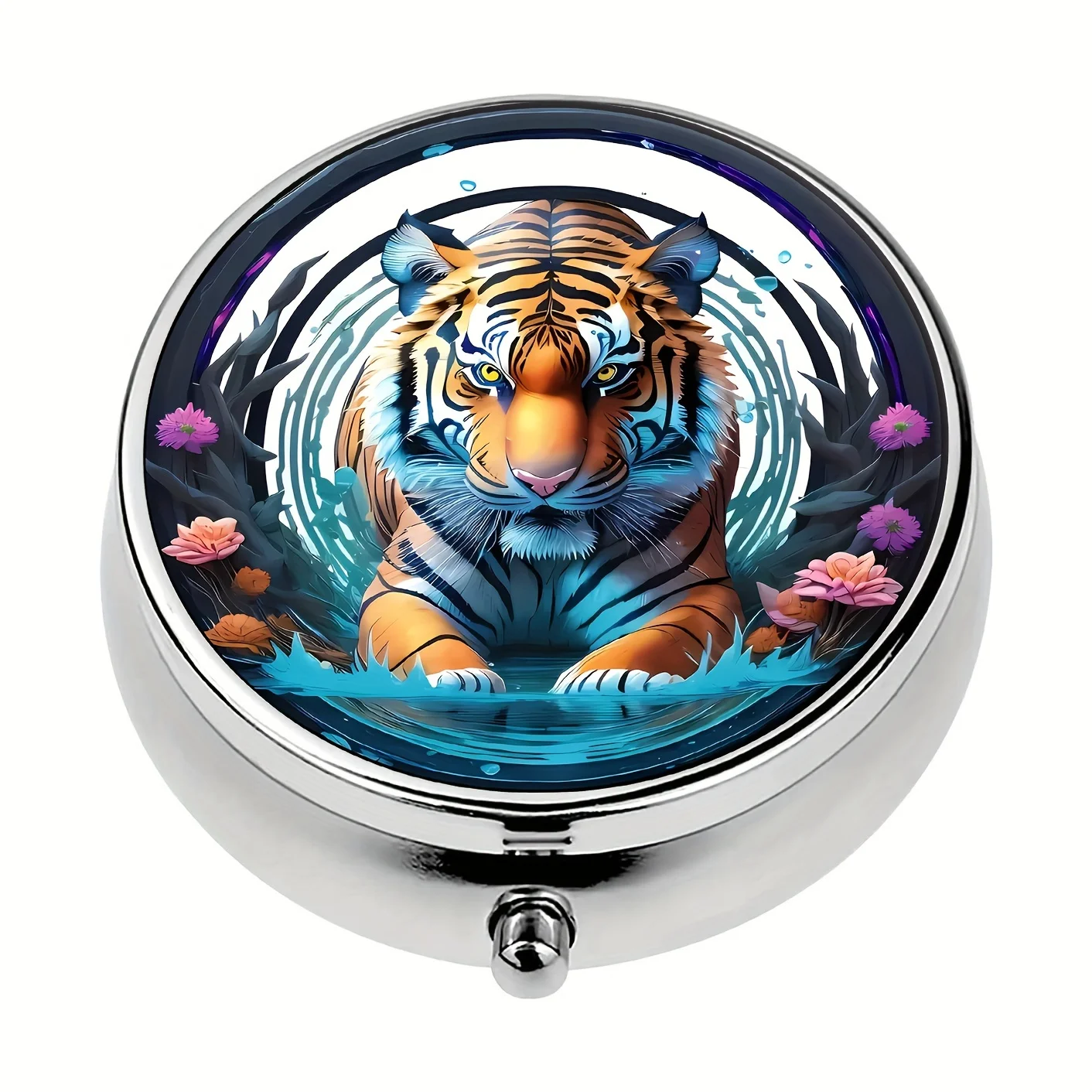 Художественный тигровый диспенсер для таблеток с 3 отделениями мини карманный