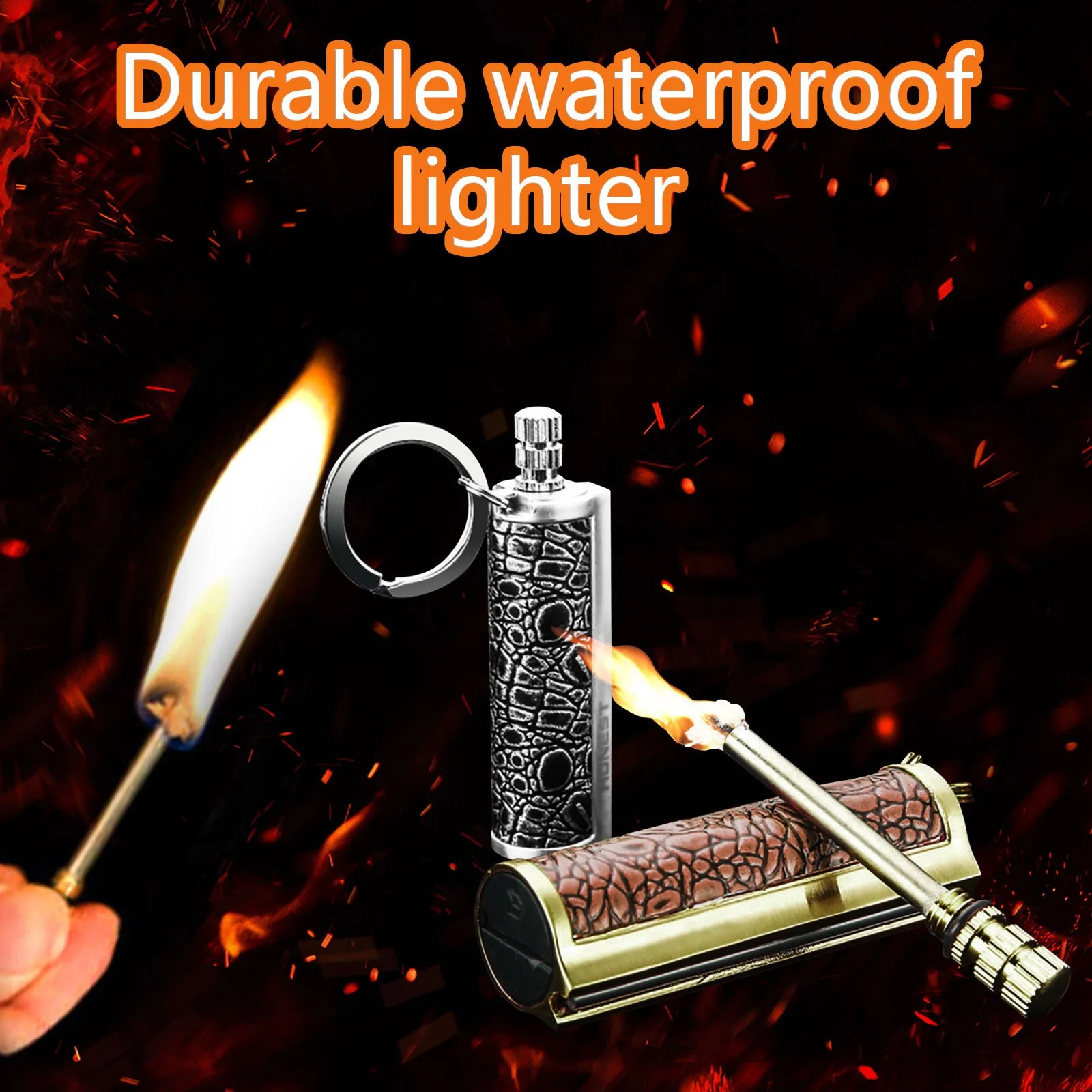 Outdoor Mini Waterproof Key Ring Matches Reusable Cylindrical Cigarette Keyring Match Ligters Smoking Accessories