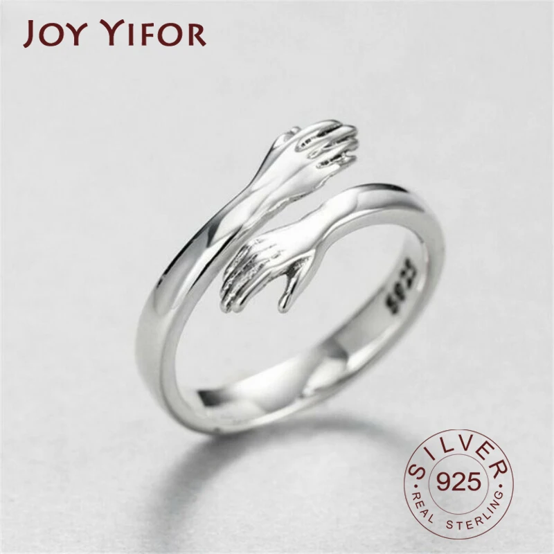 

Hot New 925 Sterling Silver European And American Jewelry Love Hug Ring Retro Fashion Tide Flow Open GN601