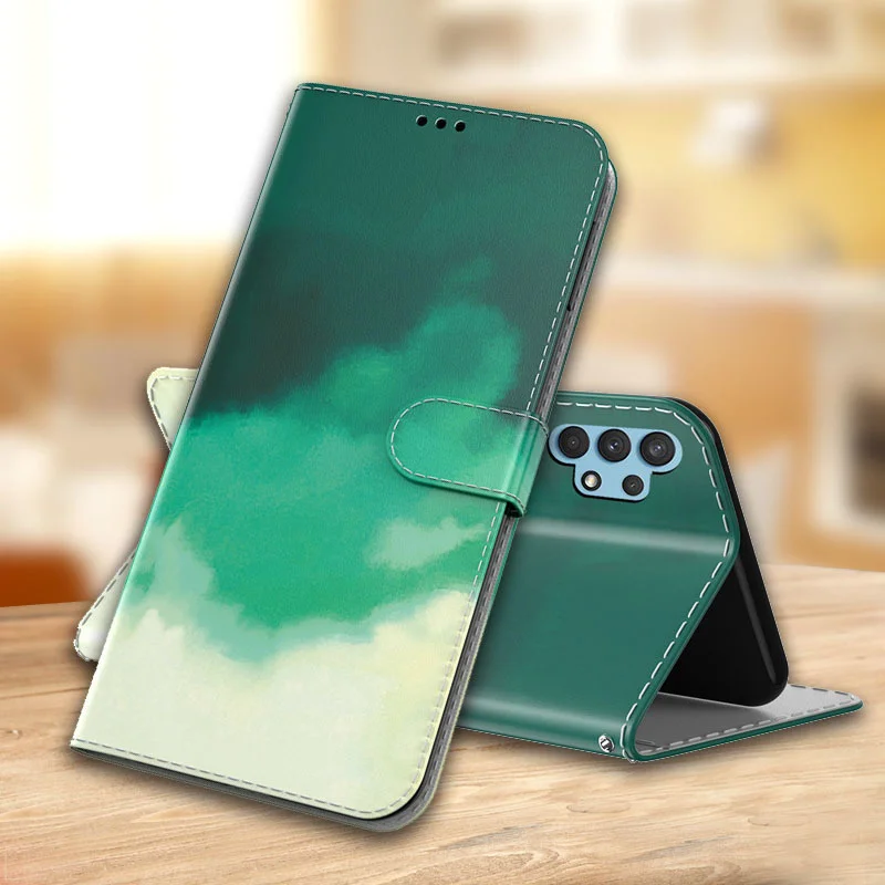 

Watercolor Painting Phone Case For Samsung Galaxy A03Core A13 A33 A53 A73 A10 A20 A30 A40 A50 A70 Cover Card Flip Wallet Leather