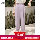ZIQIAO, Японские Женские однотонные прямые брюки, укороченные брюки со шнурком