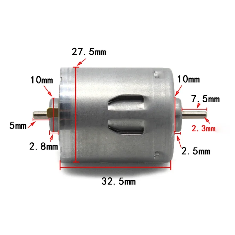 DC6V~12V 7000RPM двойной вал 2 3 мм ось мини RS-360 угольная щетка электродвигатель DIY RC