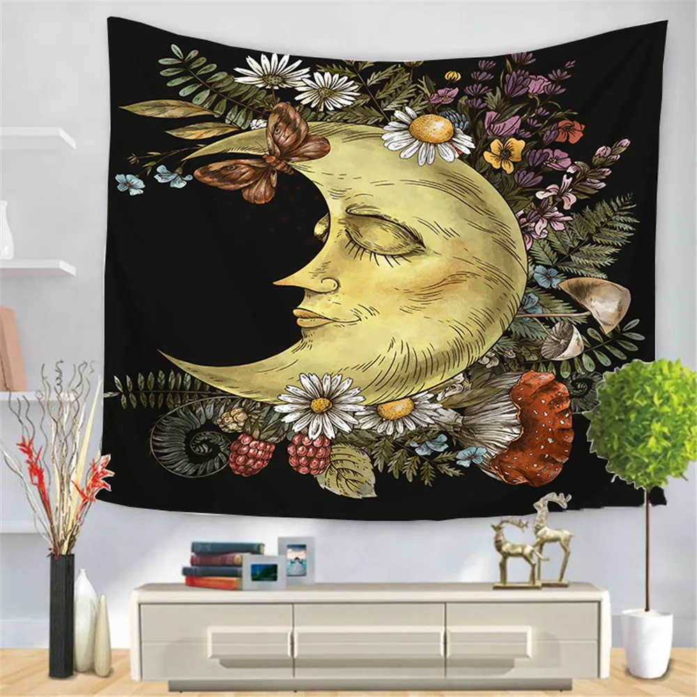 Гобелен в стиле бохо Солнце Луна Мандала узор настенные подвесные гобелены холст