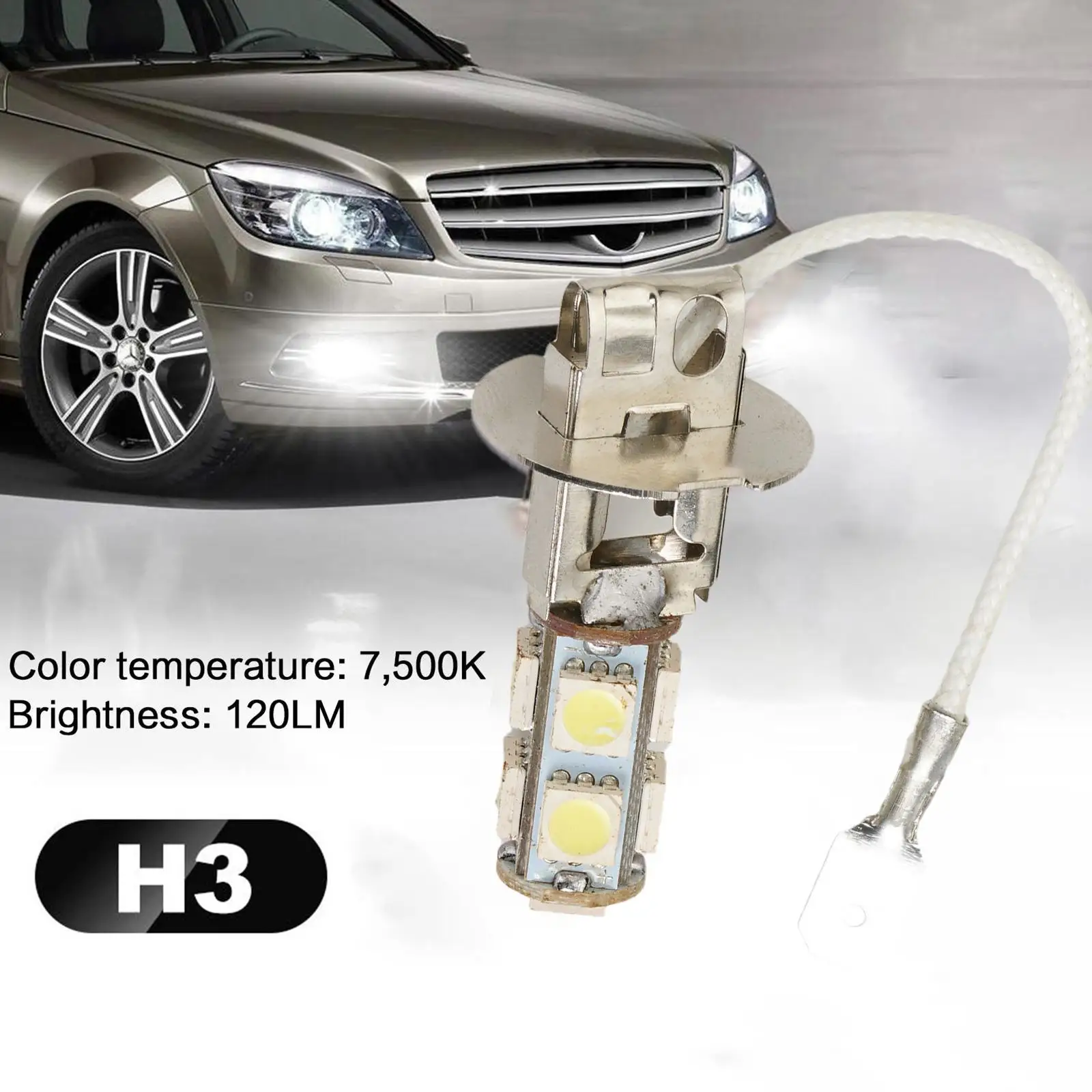 

H3 5050 9SMD светодиодный ные Противотуманные фары с проводом 12 В, белые Автомобильные фары дальнего света, передние фары, Автомобильные противо...