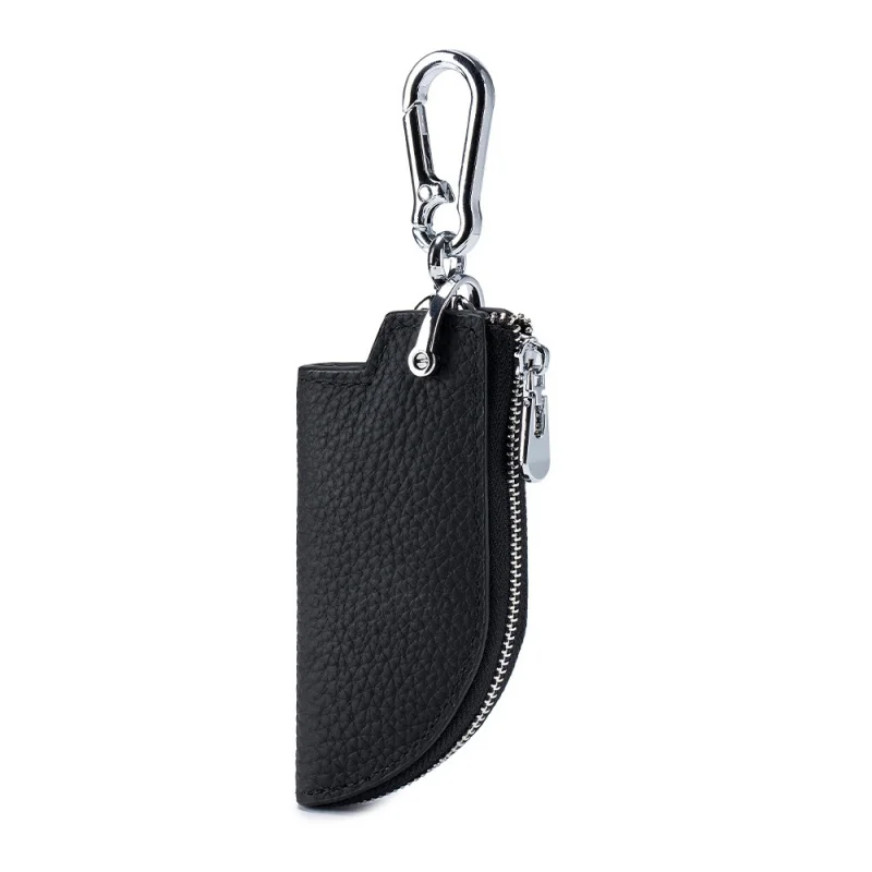 New Genuine Leather Zipper Car Key Bag Men's  Cowhide Waist Hanging Car Key Holder Multi-Functional Home Keychain Wallet