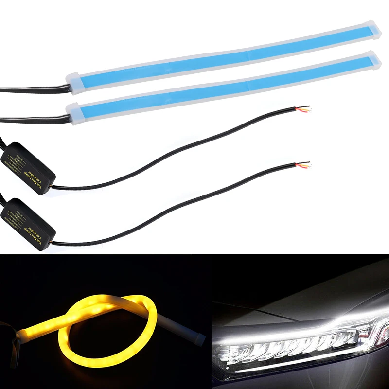 

2pcs 45cm Flexible Led Strip Light Ultrathin Flowing Car Daytime Running Light