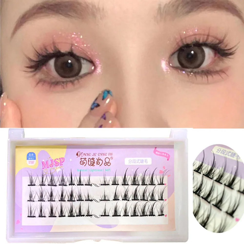

Curved Thick Fake Eyelashes Lash Grafting Realistic Natural Reusable Eye Makeup Lashes Segmented Fairy Eye Makeup DIY Ladies