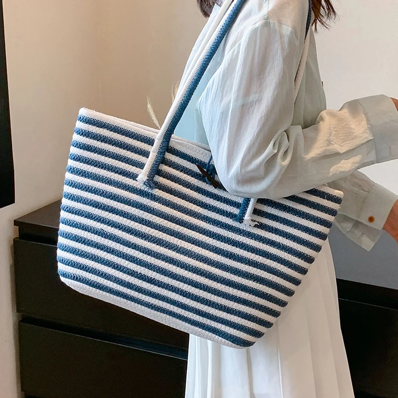 Striped Shoulder Bag Women Large Capacity Tote Bag HOT