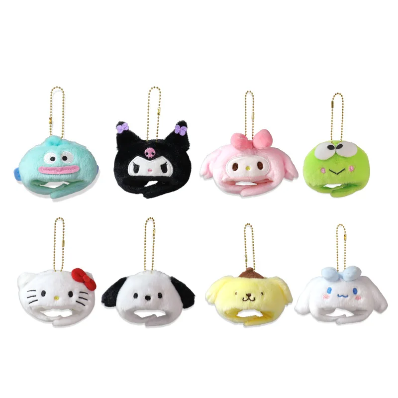 

Plush Toys Kawaii Cute Cartoon My Melody Cinnamoroll Cross Dressing Headgear Stuffed Hello Kitty Backpack Pendant Keychain Gift