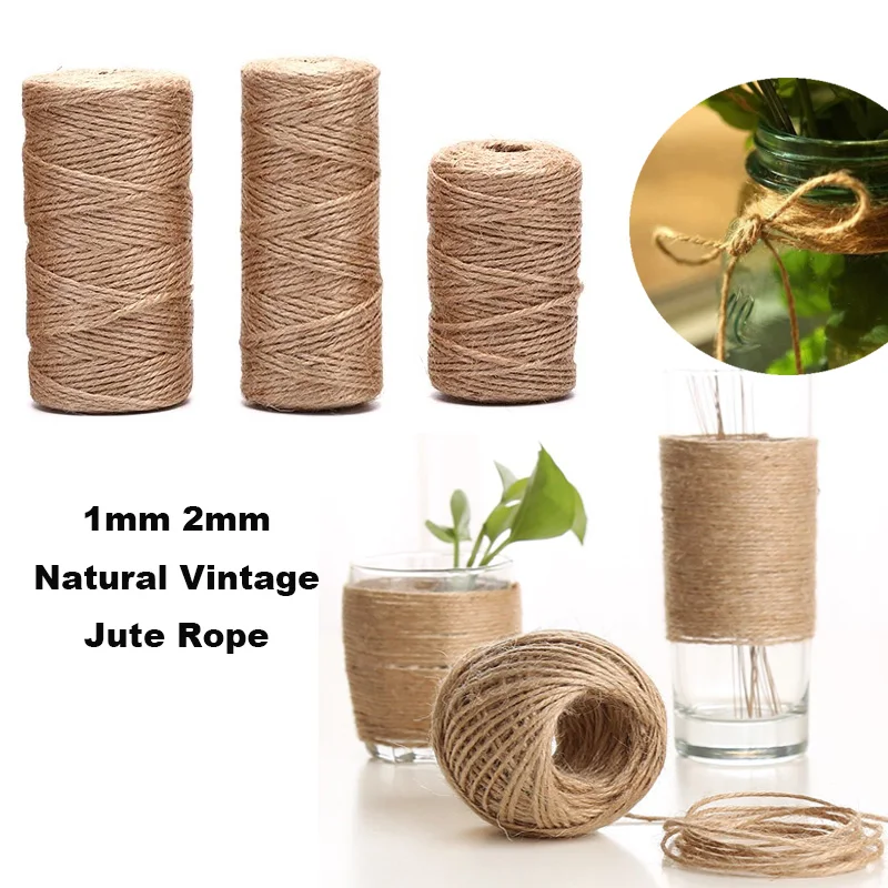 

100M/lot 2MM Natural Vintage Jute Rope Cord String Twine Burlap Ribbon Crafts Sewing DIY Jute Hemp Wedding Party Decoration