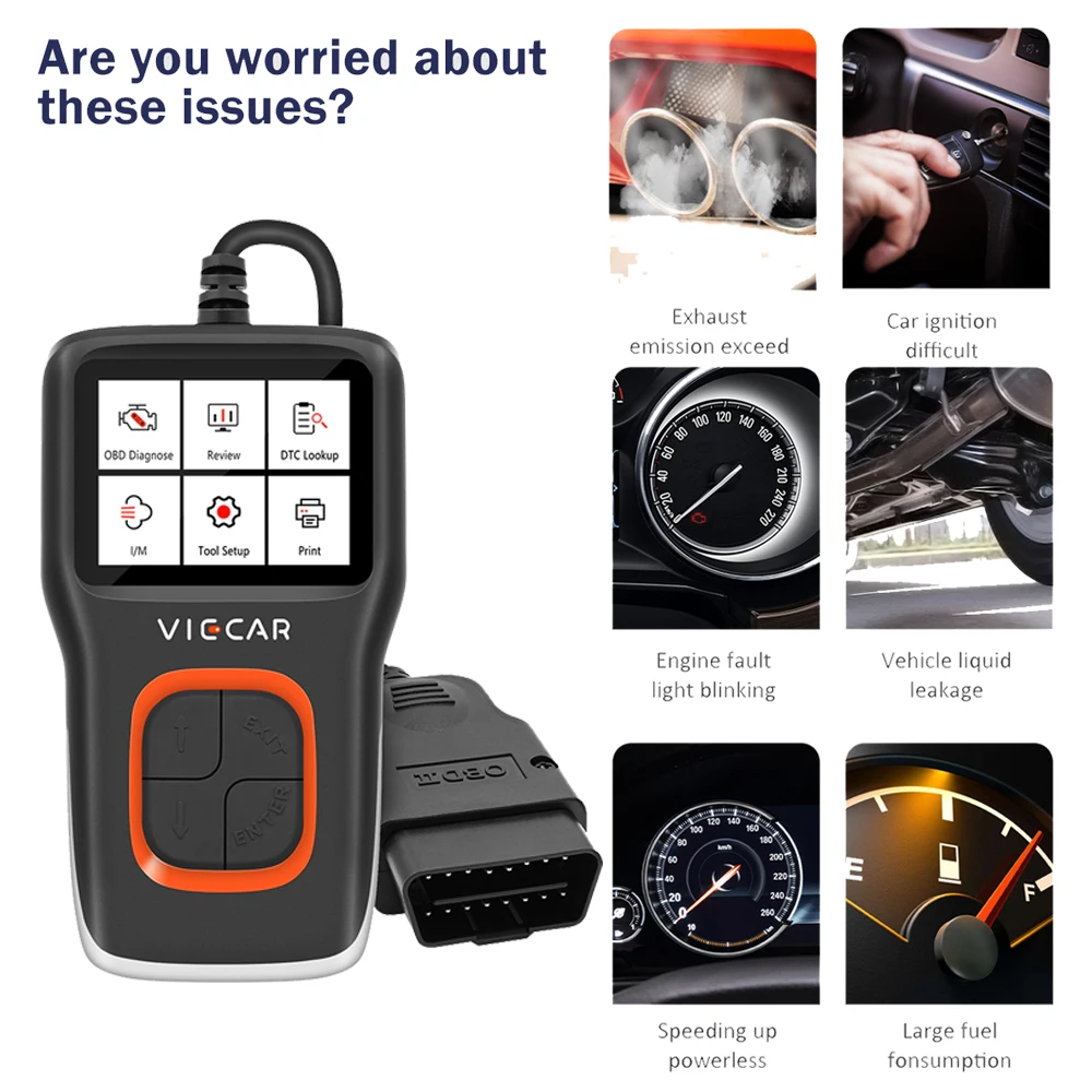 

Считыватель кодов Viecar VP101 I/M DTC сканер OBD OBD2 анализатор автомобильный диагностический сканер ODB2 автомобильный инструмент PK CR5001 AS500