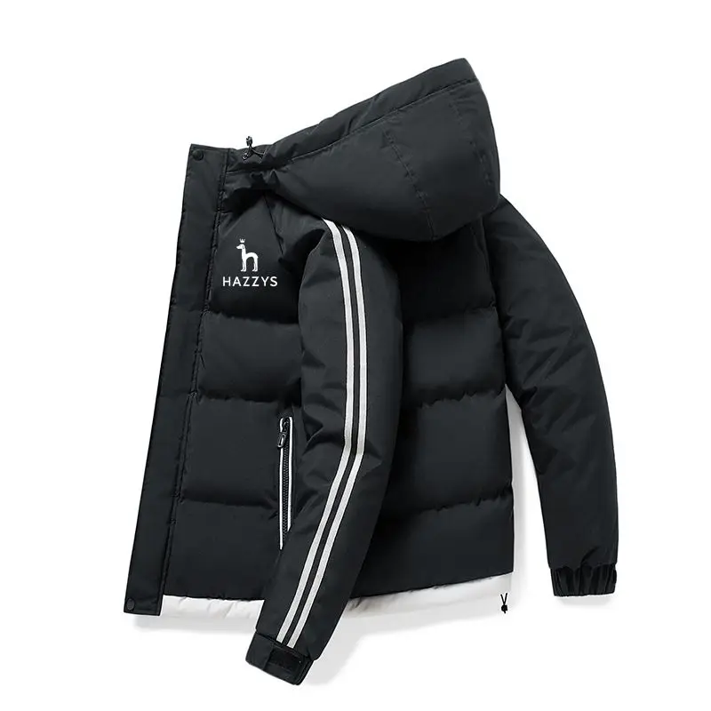 2022 HAZZYS Men's New Winter Thick Coat Cotton Jacket Hooded Short Down Cotton Jacket