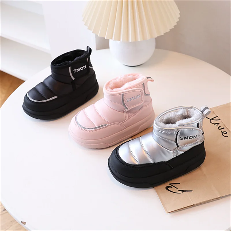 Новинка 2024 зимние детские ботинки для девочек кожаная непромокаемая теплая