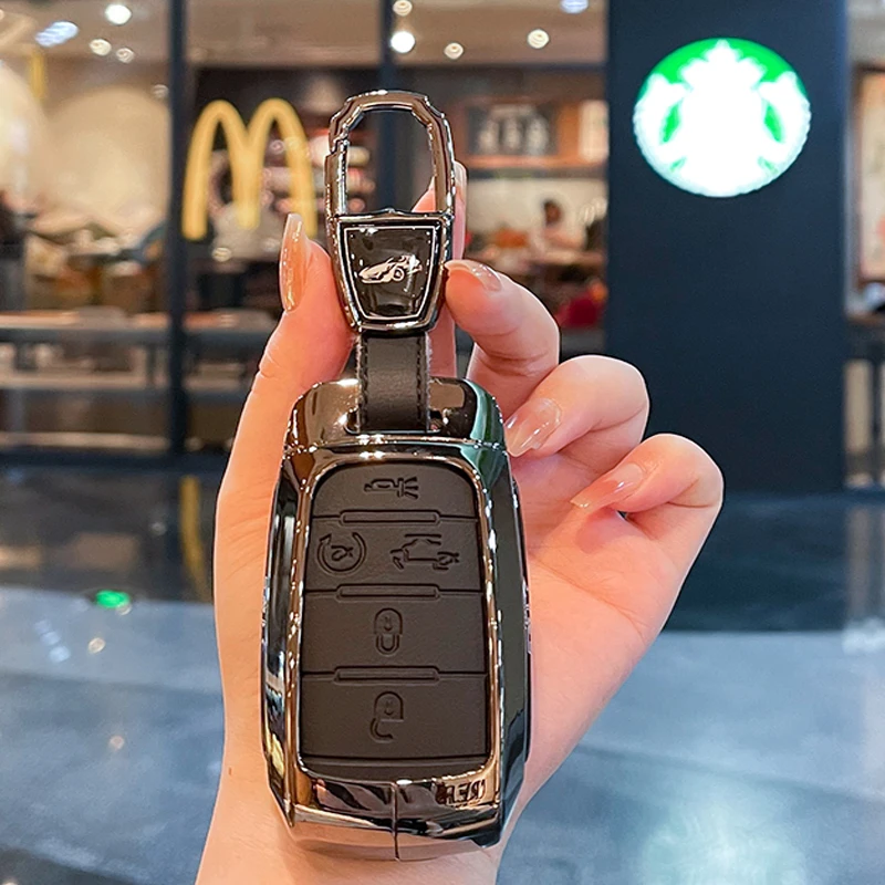 4/5 кнопок из цинкового сплава + кожаный чехол для ключей, брелок для Dodge RAM 1500 2500 3500 4500 5500 TRX, брелок для ключей, аксессуары