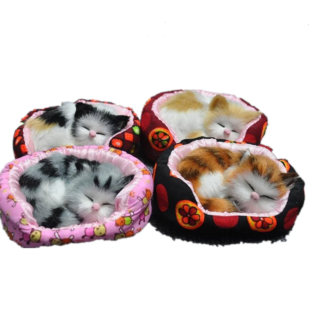 

3D Simulation Sleeping Cat Nesting Cage Plush Doll Home Car Tabletop Decoration Kids Gift Lovely Animal Doll Plush Gifts Crafts