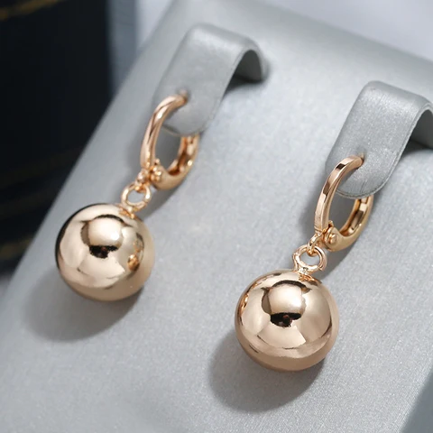 Сережки-капельки Wbmqda медные покрытые розовым золотом 585 пробы