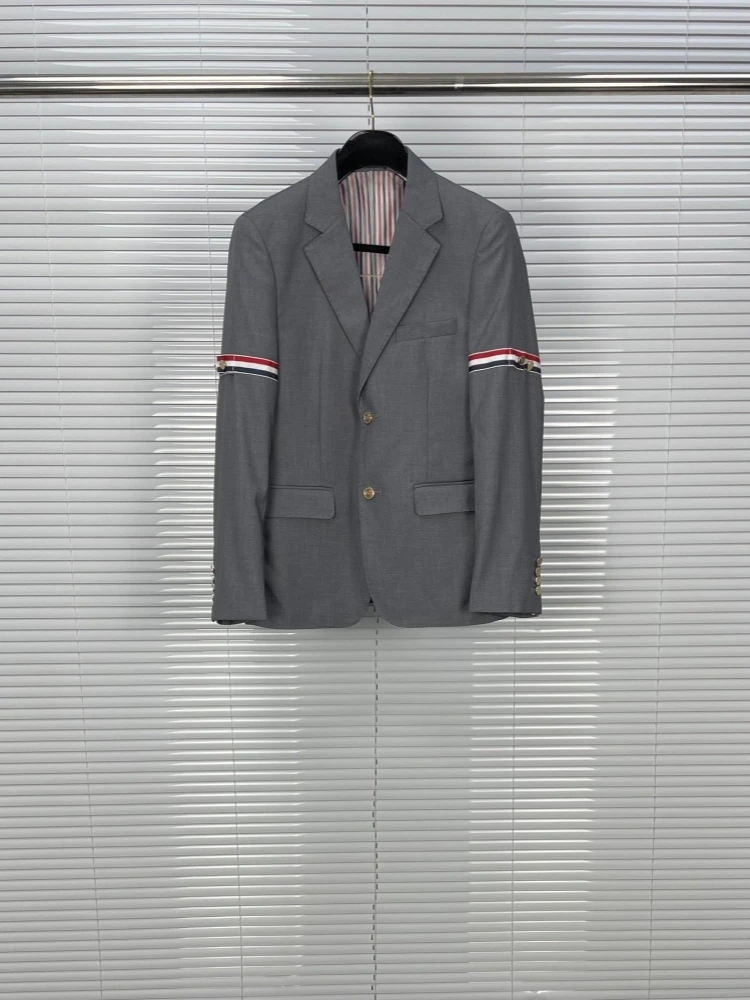 

New TB Men Blazers Sets Formal 3 Suits Full Business Korean Classic DesignPants Grey Coats Wedding Elegant Jackets Luxury Suit