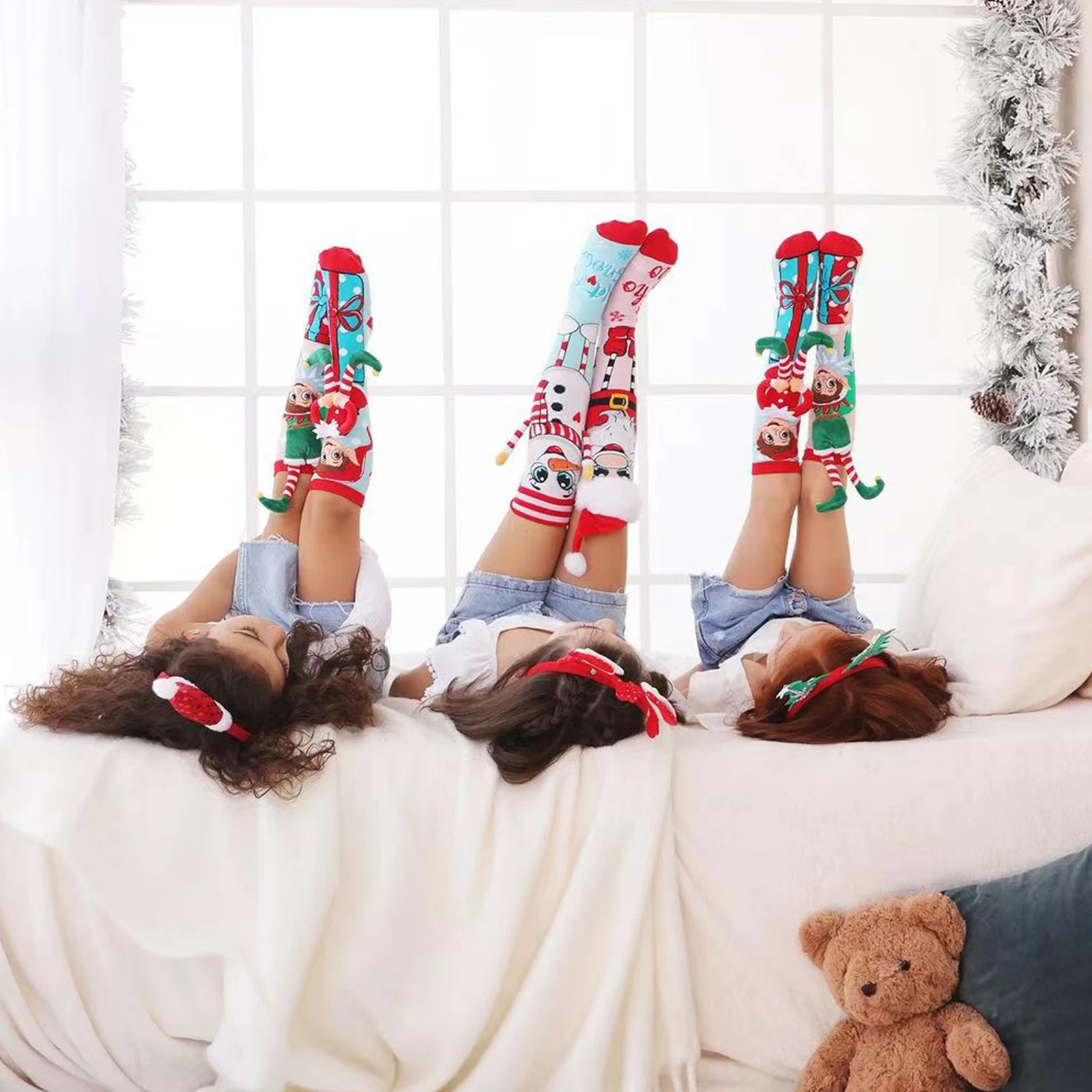 Новинка забавные детские носки милые длинные для девочек высокие рождественские