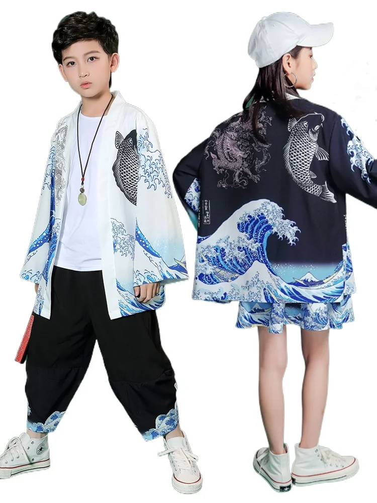 

Children's Performance Costumes, Walking Kimono, China-Chic Style, Handsome Hiphop Hip Hop Set, Male and Female Summer